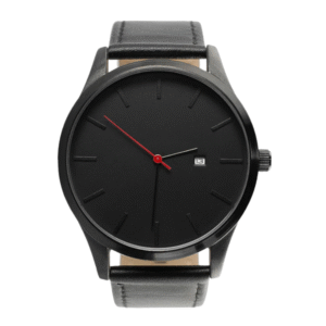 Black Leather Strap Analog Watch